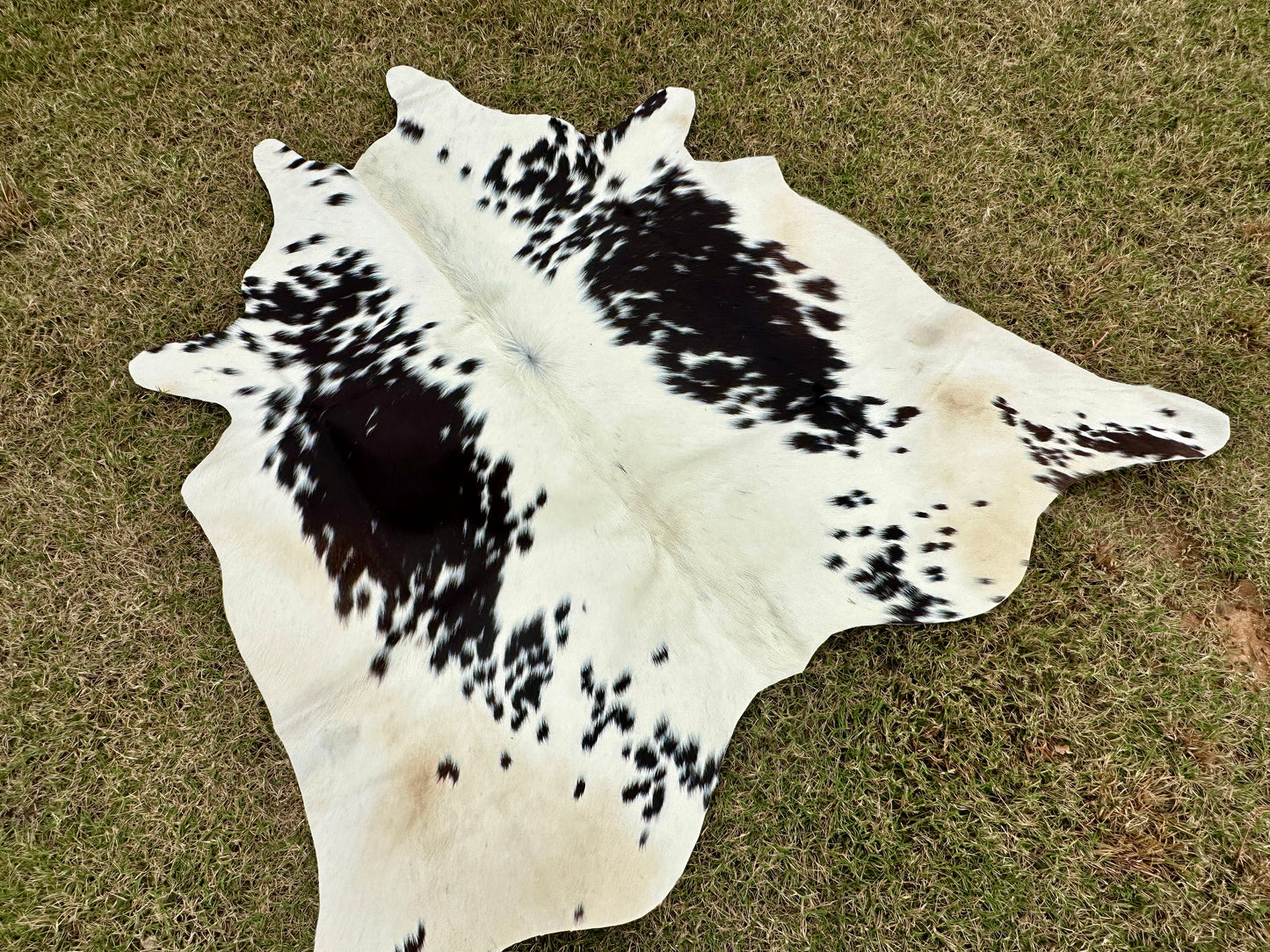 Small Cowhide Rug Black Brown Western Accent Rugs 5 x 4 ft