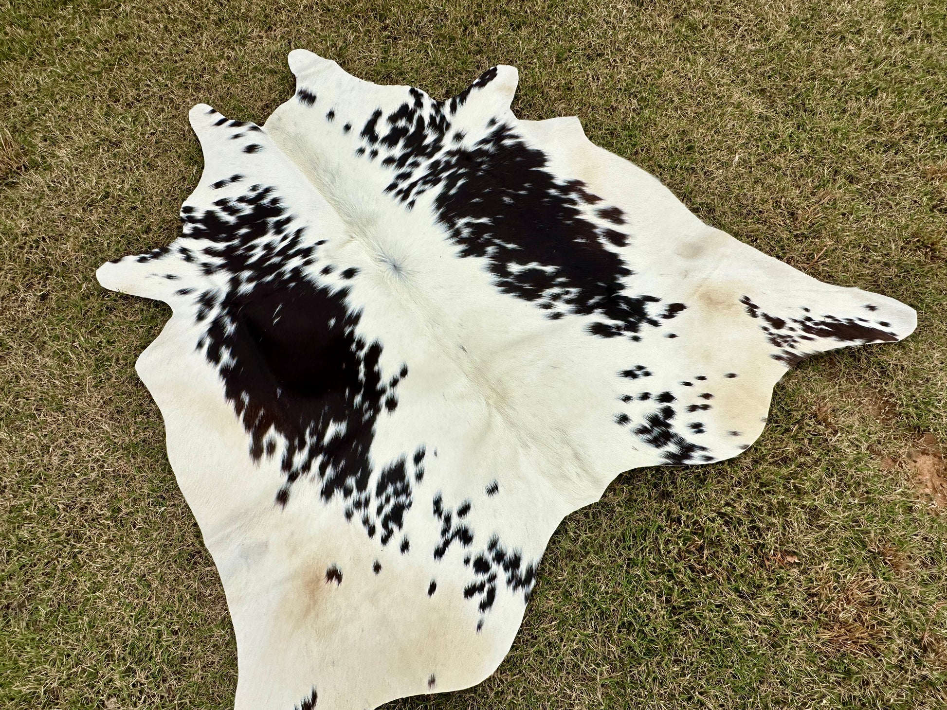 Small Cowhide Rug Black Brown Western Accent Rugs 5 x 4 ft