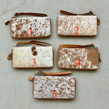 Cowhide Zip Wallet | Genuine Leather Western Wallet for Women - Luna