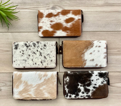 Cowhide Zip Wallet | Genuine Leather Western Wallet for Women - Luna