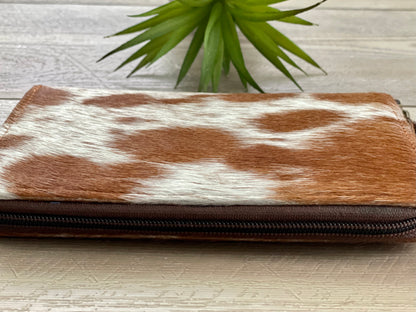 Cowhide Zip Wallet | Genuine Leather Western Wallet for Women - Luna