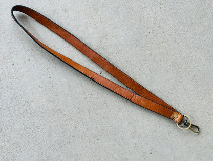 Tooled Leather & Cowhide Lanyard with Turquoise Accents | Western Cowgirl ID Holder