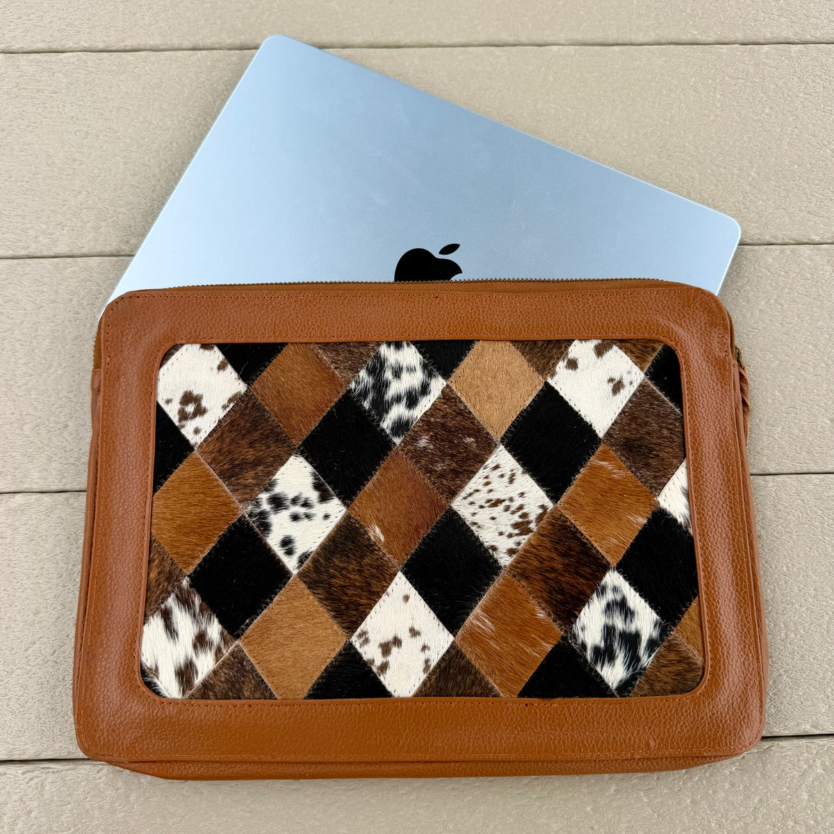 Cowhide leather Patchwork Laptop Sleeve Cover case