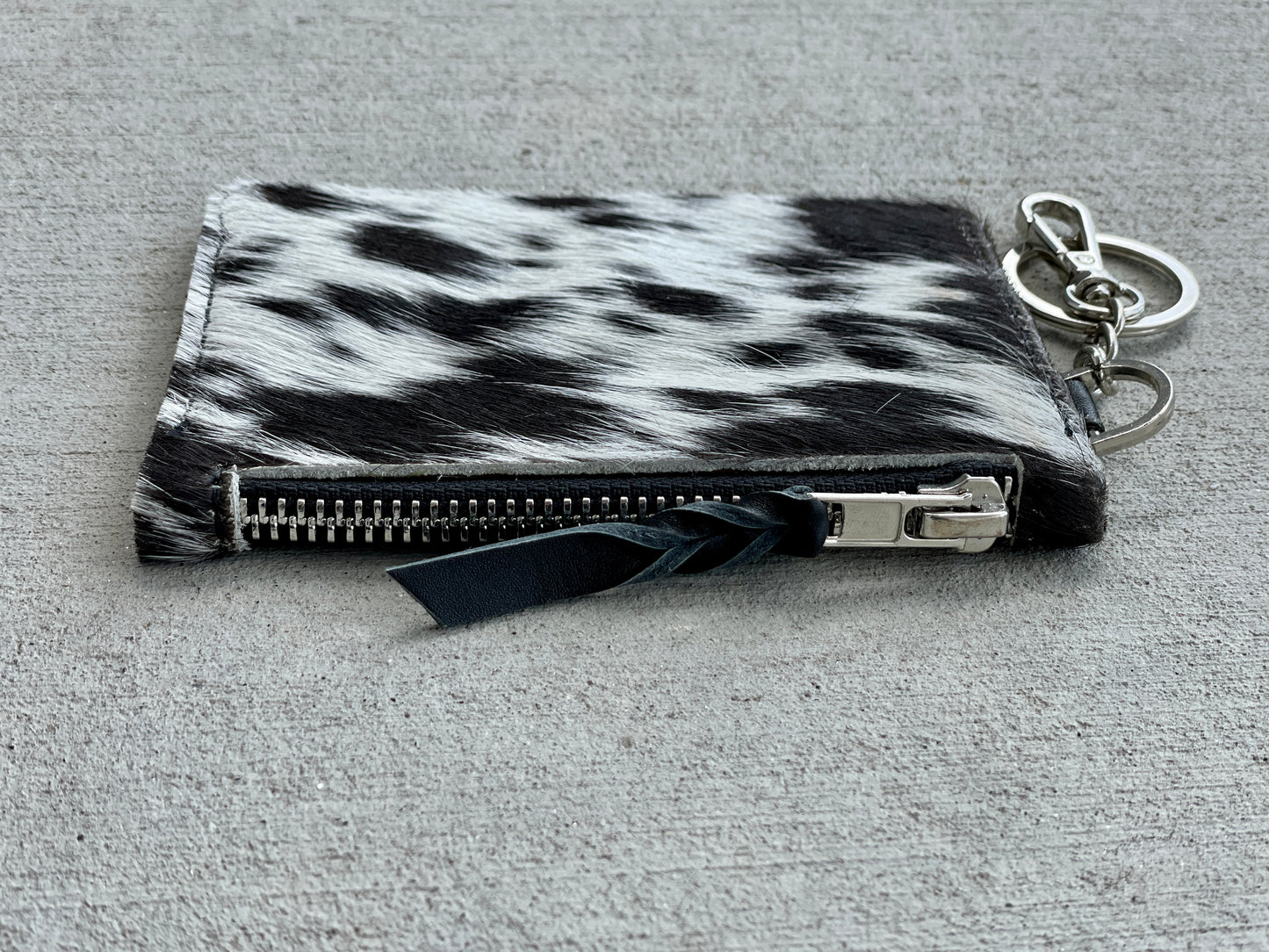 Cowhide Leather Western Wallet Card Holder Keychain Coin Purse in Black - Amal