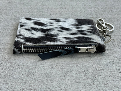 Cowhide Leather Western Wallet Card Holder Keychain Coin Purse in Black - Amal