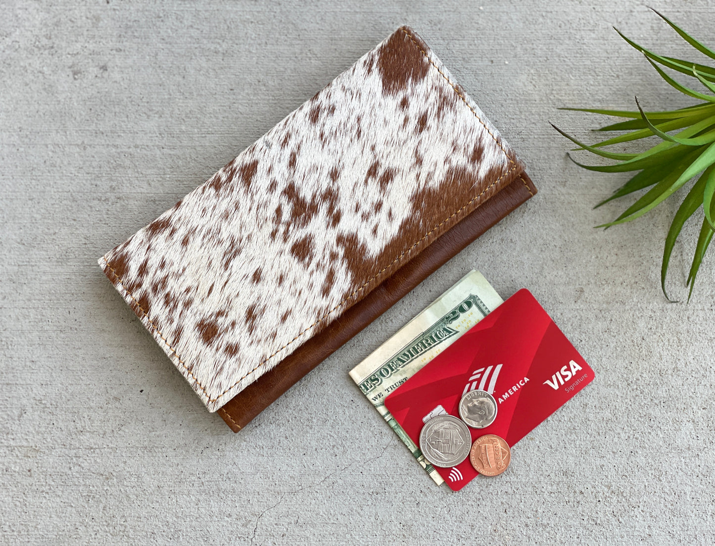 Western Cowhide Leather Rodeo Snap Wallet for Women - Mila