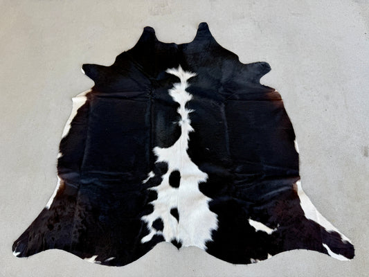 Small Cowhide Rug Black Tricolor Western Area Accent Rugs 5 x 4.5 ft