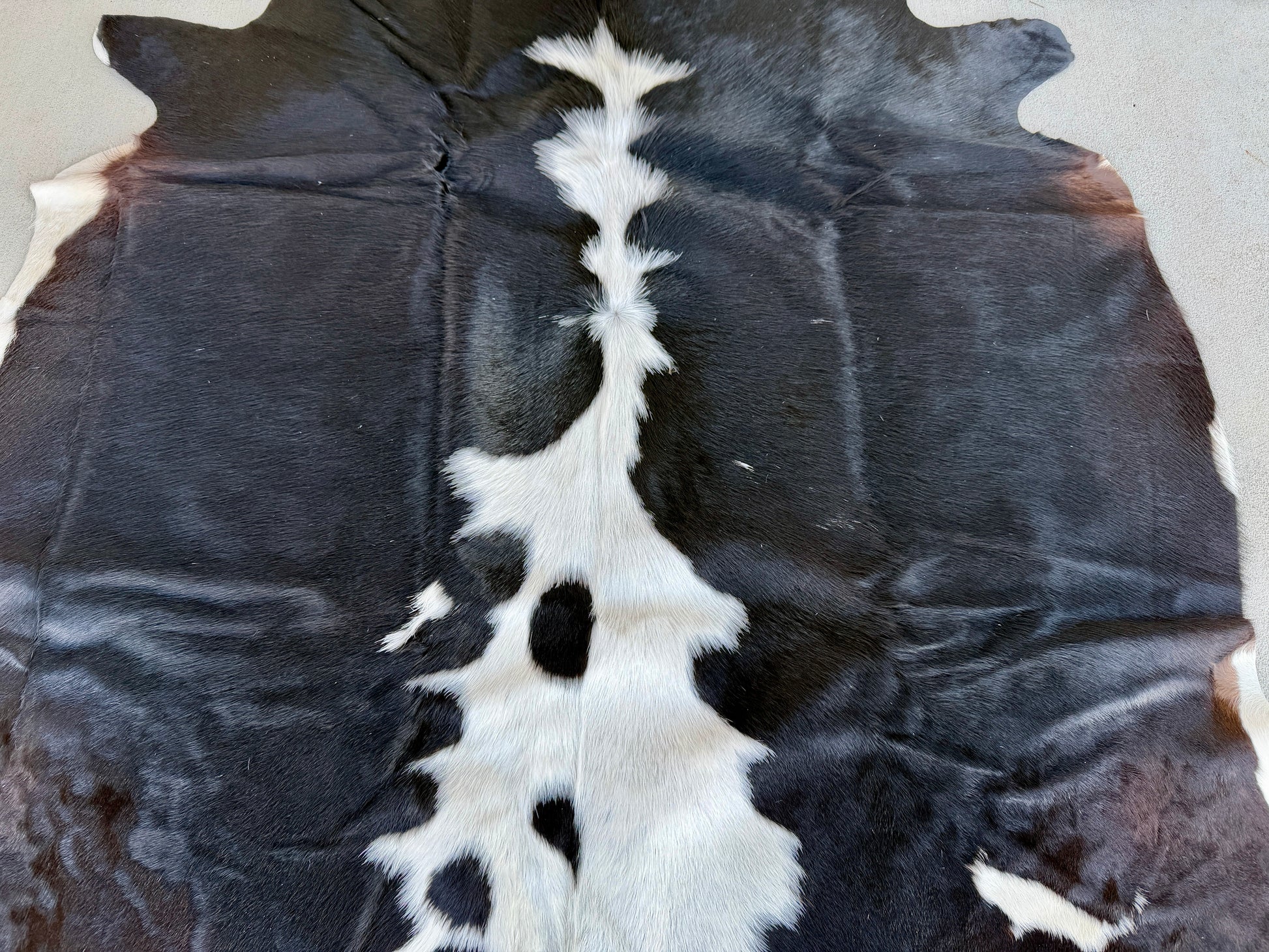 Small Cowhide Rug Black Tricolor Western Area Accent Rugs 5 x 4.5 ft