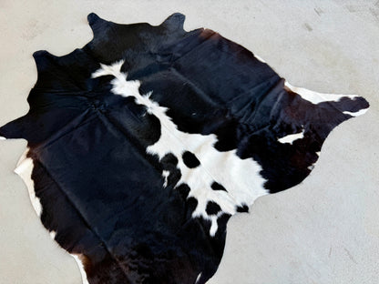 Small Cowhide Rug Black Tricolor Western Area Accent Rugs 5 x 4.5 ft