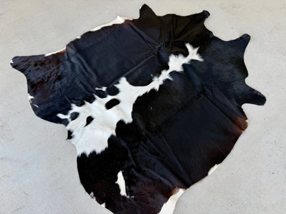 Small Cowhide Rug Black Tricolor Western Area Accent Rugs 5 x 4.5 ft