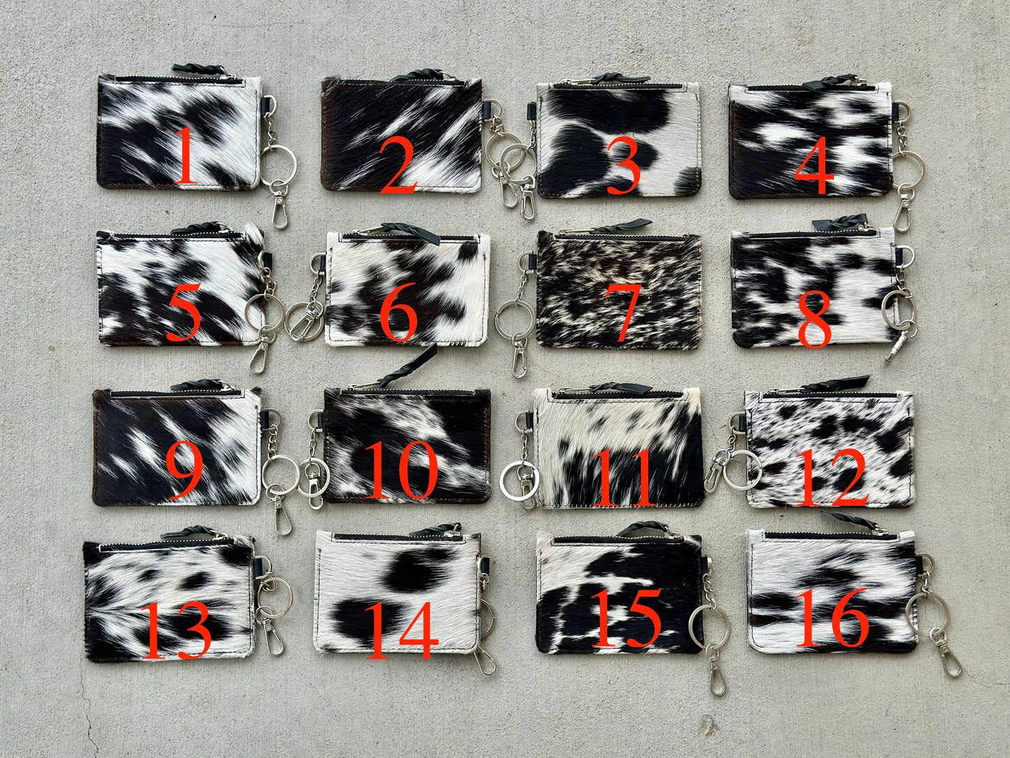 Cowhide Leather Western Wallet Card Holder Keychain Coin Purse in Black - Amal