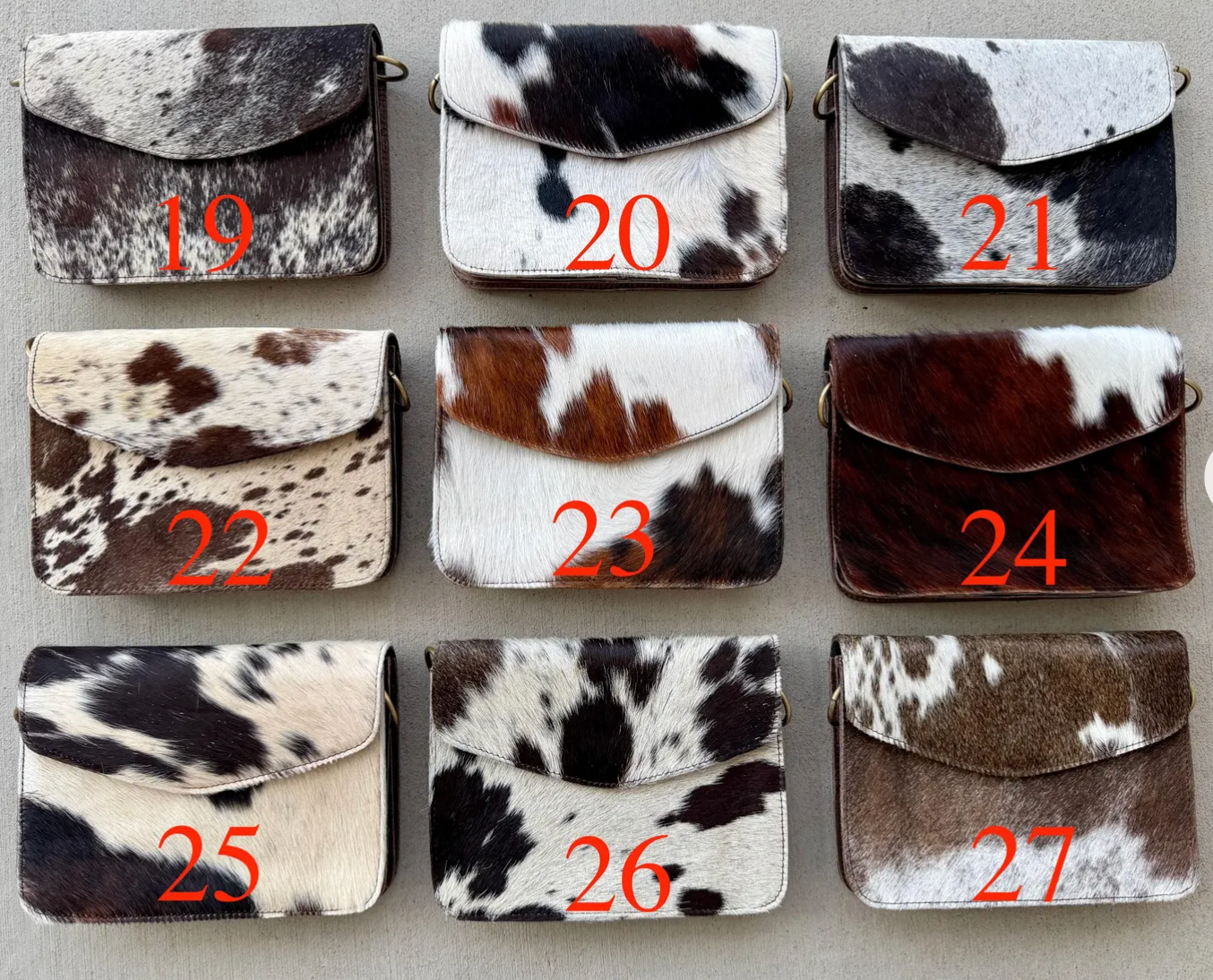 Handcrafted genuine cowhide leather crossbody purse with adjustable strap, western hair-on-hide handbag for rodeos, festivals, concerts, and everyday wear.