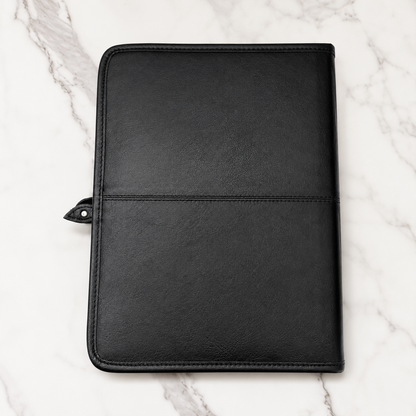 Cowhide Tooled Leather Western Padfolio Organizer in Tan and Black