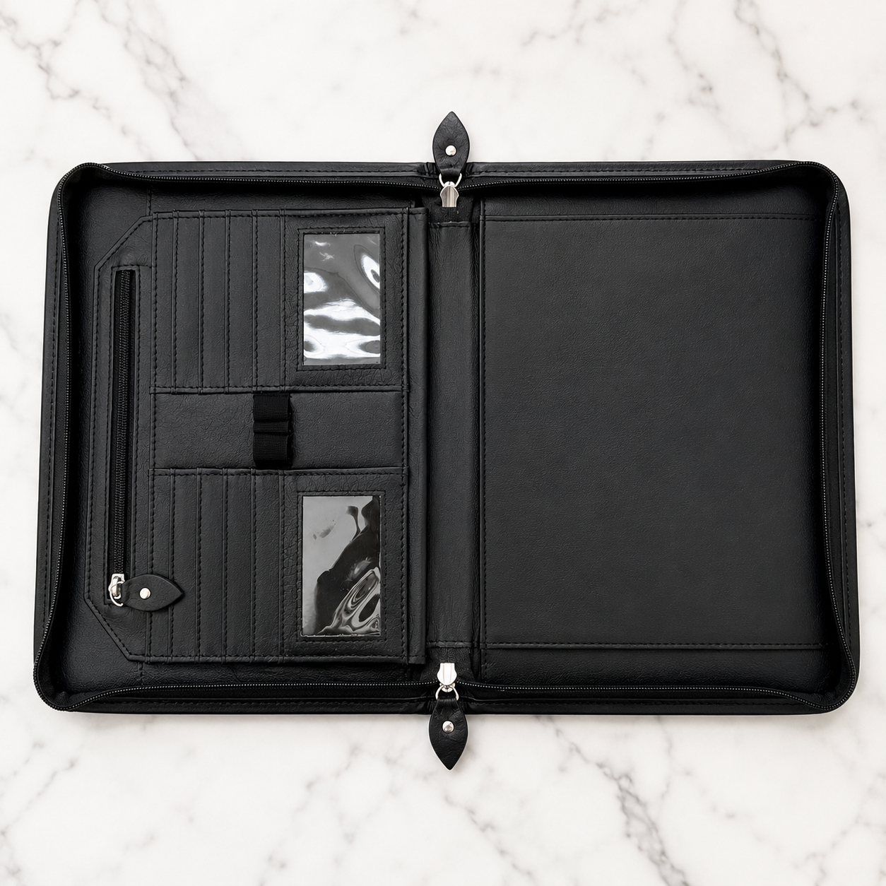 Cowhide Tooled Leather Western Padfolio Organizer in Tan and Black
