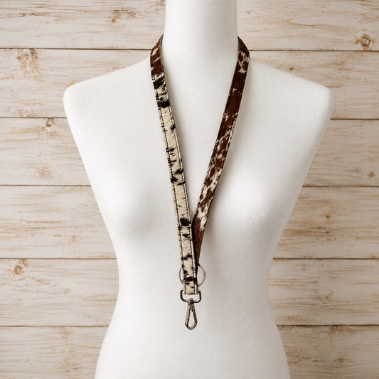 Cowhide Lanyard | Genuine Hair-On Cowhide Western ID Holder