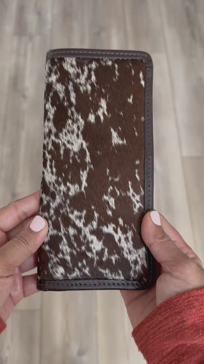 Cowhide Rodeo Western Slim Wallet for Women Brown Leather - Ivy