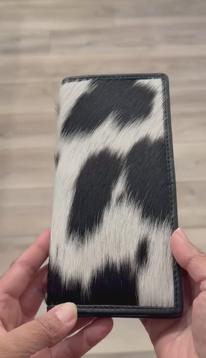 Cowhide Rodeo Western Slim Wallet for Women Black Leather - Ivy