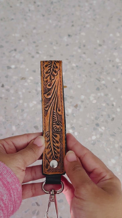 Tooled Leather Wristlet Straps