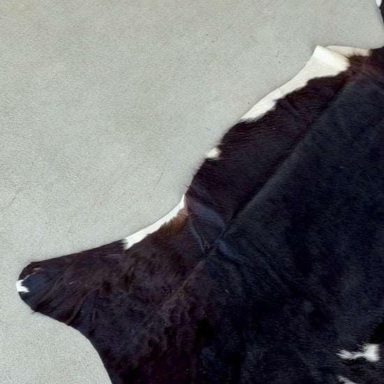 Small Cowhide Rug Black Tricolor Western Area Accent Rugs 5 x 4.5 ft